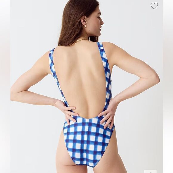NWT J.Crew Scoopneck one-piece swimsuit in gingham Size 20 - Picture 2 of 5